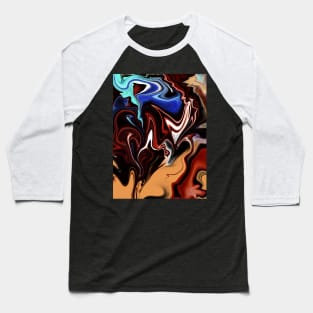 Abstract gold & blue flames Baseball T-Shirt